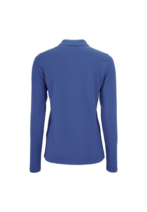 SOL'S - Damska Koszulka Polo Z Długim Rękawem Perfect Pique. Typ kołnierza: polo. Kolor: niebieski. Długość rękawa: długi rękaw. Długość: długie