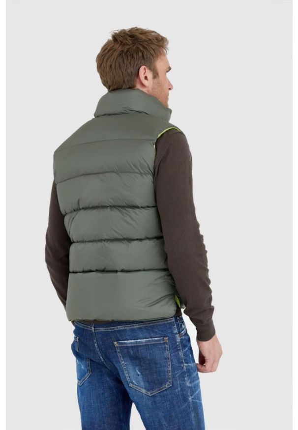 Blauer USA - BLAUER Zielony puchowy bezrękawnik męski Sebastian. Kolor: zielony. Materiał: puch. Długość rękawa: bez rękawów