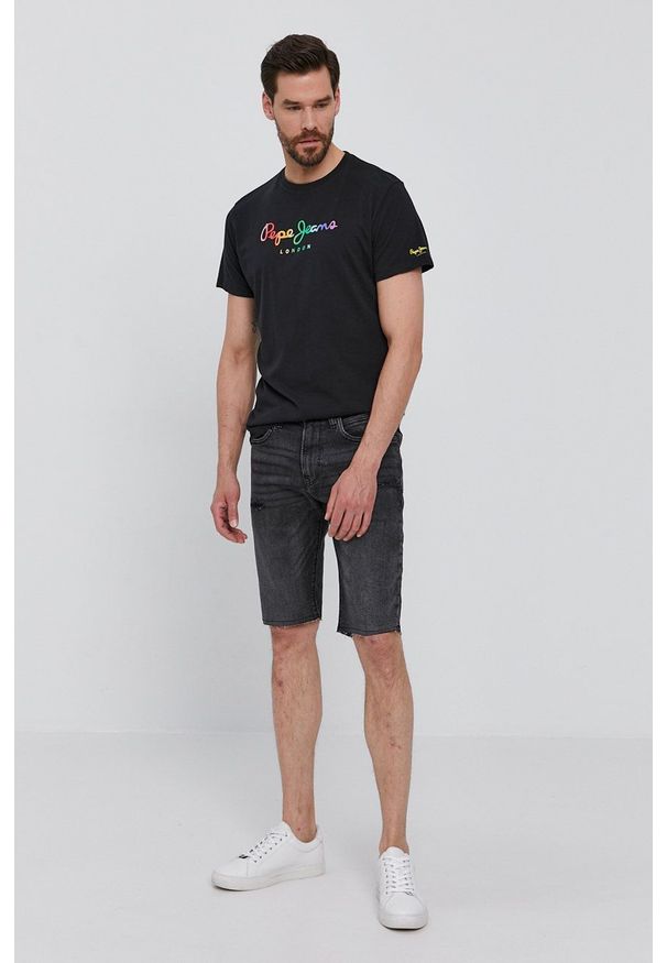 Pepe Jeans - Szorty jeansowe Stanley. Okazja: na co dzień. Kolor: szary. Materiał: tkanina. Wzór: gładki. Styl: casual