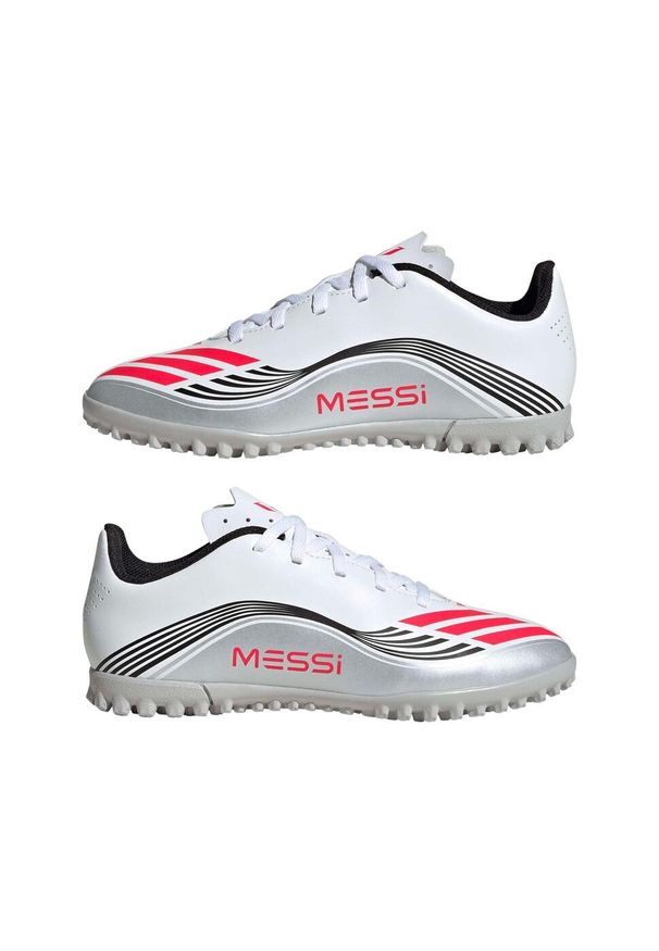 Adidas - Dziecięce buty piłkarskie adidas F50 Messi Club TF. Kolor: biały. Sport: piłka nożna