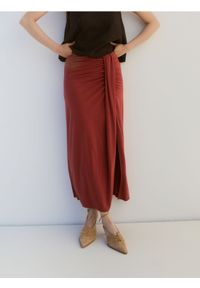 Reserved - Spódnica maxi z modalem - miedziany. Kolor: brązowy. Materiał: dzianina