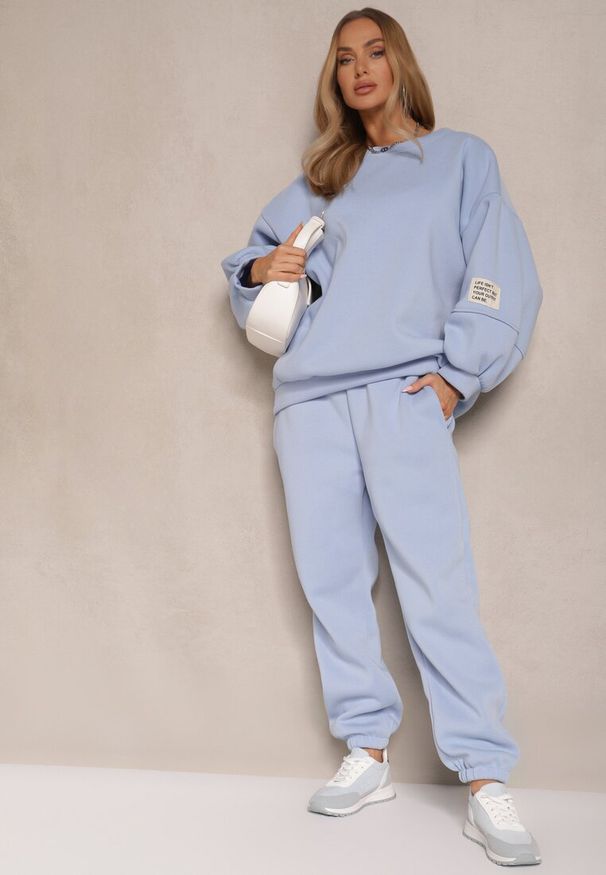 Renee - Niebieski Komplet Dresowy z Polarową Podszewką Bluza i Joggery Ziline. Kolor: niebieski. Materiał: polar, dresówka