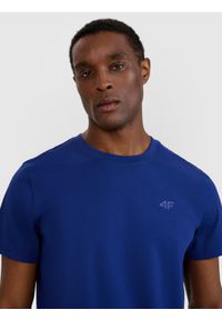 4f - 4F T-shirt regular gładki męski - granatowy M. Okazja: na co dzień. Kolor: niebieski. Materiał: bawełna, dzianina, jersey. Długość rękawa: krótki rękaw. Długość: krótkie. Wzór: gładki. Styl: klasyczny, casual, sportowy #2