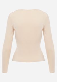Born2be - Jasnobeżowa Elastyczna Bluzka z Kwadratowym Dekoltem z Wiskozą Doriore. Okazja: na co dzień. Typ kołnierza: dekolt kwadratowy. Kolor: beżowy. Materiał: wiskoza. Styl: elegancki, klasyczny, casual #4