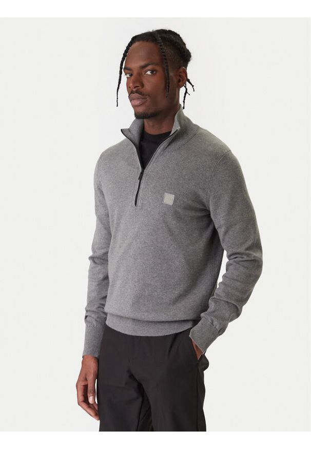BOSS Sweter Kanobix 50527585 Szary Regular Fit. Kolor: szary. Materiał: bawełna