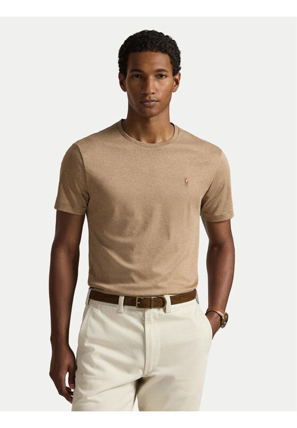 Polo Ralph Lauren T-Shirt 710740727103 Beżowy Custom Slim Fit. Typ kołnierza: polo. Kolor: beżowy. Materiał: bawełna