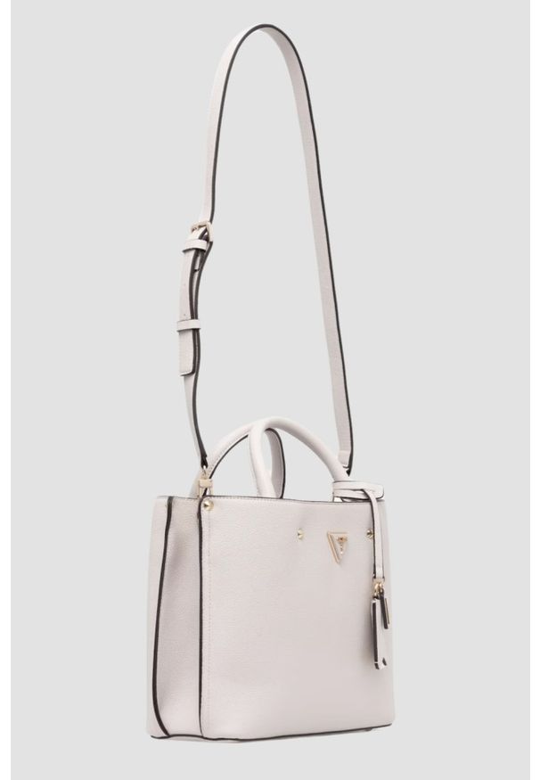 Guess - GUESS Biała torebka damska Meridian II. Kolor: beżowy. Materiał: skórzane. Styl: elegancki, casual