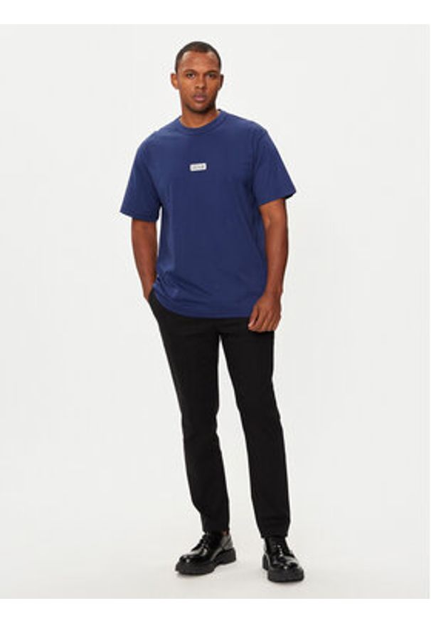 Versace Jeans Couture T-Shirt 77GAHT08 Granatowy Regular Fit. Kolor: niebieski. Materiał: bawełna