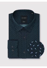 Pako Lorente - PAKO LORENTE – Granatowa koszula we wzór geometryczny. Kolor: niebieski. Materiał: bawełna, elastan. Długość rękawa: długi rękaw. Długość: długie. Wzór: geometria #4