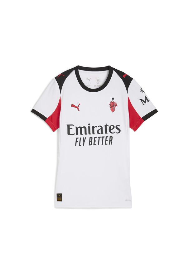 Puma - Damska koszulka wyjazdowa AC Milan 25/26 PUMA White For All Time Red. Kolor: czerwony, biały, wielokolorowy. Sport: piłka nożna