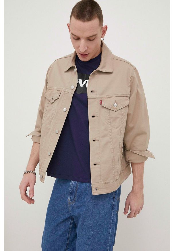 Levi's® - Levi's kurtka męska kolor beżowy przejściowa. Okazja: na spotkanie biznesowe, na co dzień. Kolor: beżowy. Materiał: tkanina. Wzór: gładki. Styl: biznesowy, casual