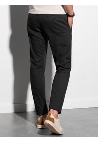 Ombre Clothing - Spodnie męskie chino P156 - czarne - XXL. Okazja: na co dzień. Kolor: czarny. Materiał: bawełna, tkanina, elastan. Styl: casual, klasyczny #4