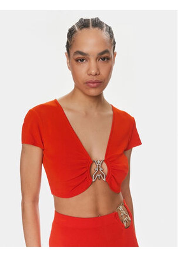 Patrizia Pepe Bluzka 2K0261/K021-R825 Pomarańczowy Slim Fit. Kolor: pomarańczowy. Materiał: wiskoza