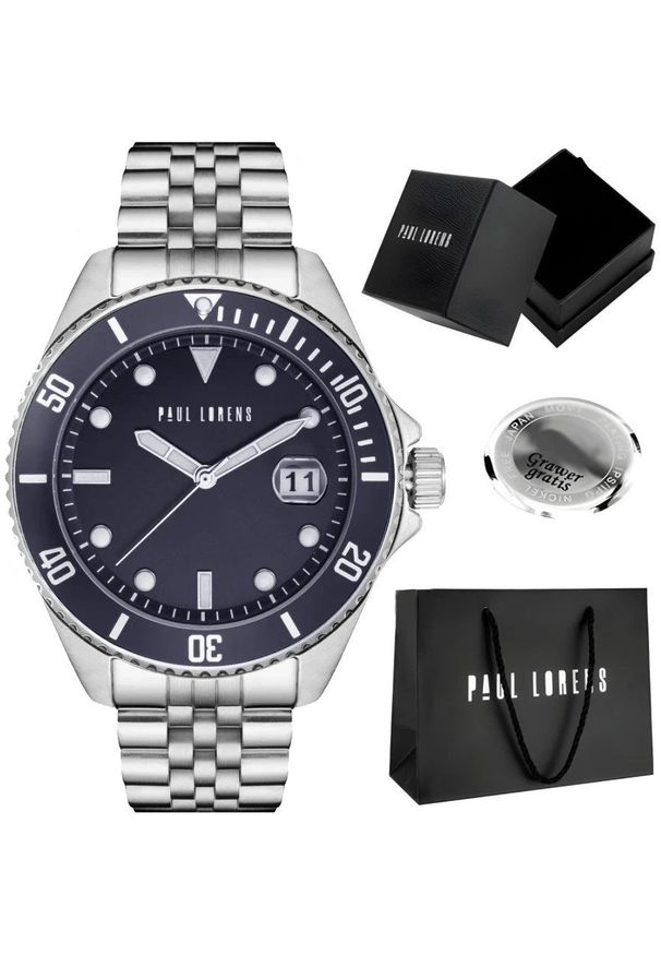 Zegarek męski Paul Lorens TOREZ 13030B-6C1 PROF Z GRAWEREM
