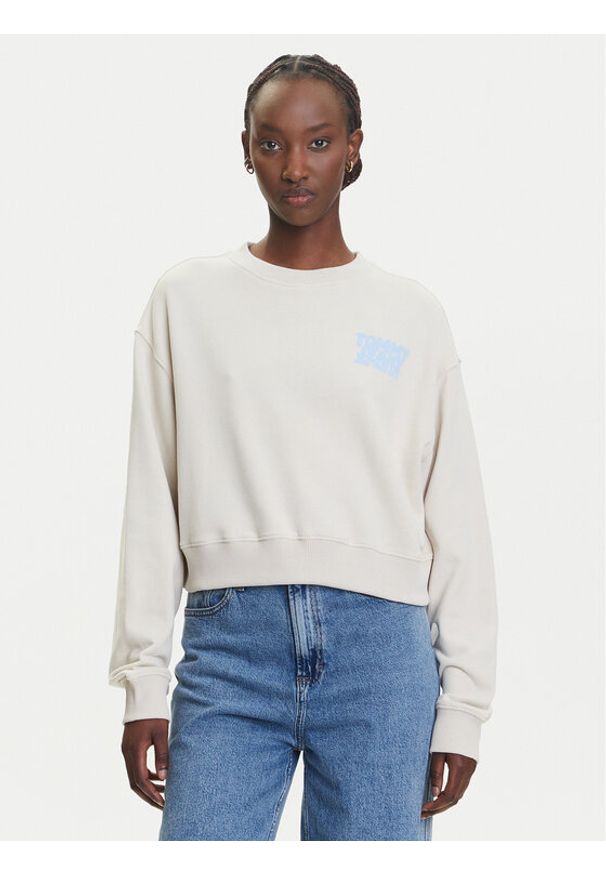 Tommy Jeans Bluza DW0DW21345 Beżowy Relaxed Fit. Kolor: beżowy. Materiał: bawełna
