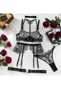 Intica - Koronkowy komplet bielizny z regulowanymi ramiączkami Asiya. Kolor: czarny. Materiał: koronka. Wzór: koronka #1