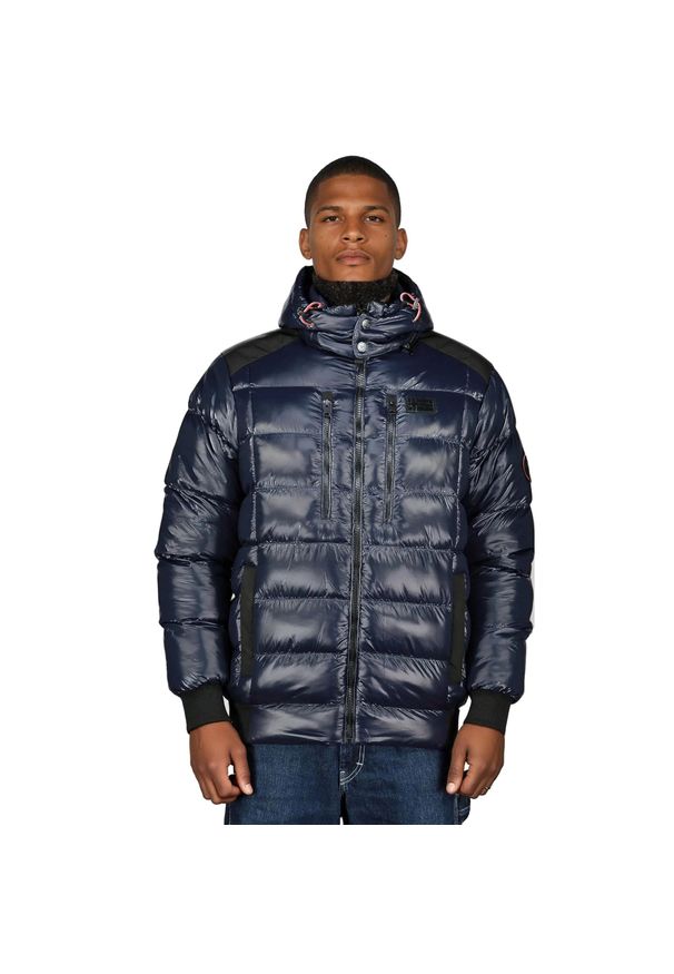 Kurtka męska Geographical Norway BAPTISTE, granatowa, ocieplana.. Kolor: niebieski. Materiał: poliester, materiał, syntetyk. Sport: turystyka piesza