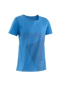 DOMYOS - Koszulka z krótkim rękawem do gimnastyki dla dzieci Domyos 100. Kolor: niebieski. Materiał: materiał, bawełna. Długość rękawa: krótki rękaw. Długość: krótkie. Sport: joga i pilates #1
