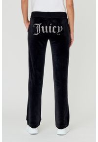 Juicy Couture - JUICY COUTURE Czarne spodnie Heart Diamante. Kolor: czarny. Materiał: poliester. Wzór: aplikacja #3