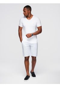 Ombre Clothing - Męski t-shirt V-neck SLIM FIT z elastanem i printem – biały V2 OM-TSBC-0221 - XXL. Okazja: na co dzień. Typ kołnierza: dekolt w serek. Kolor: biały. Materiał: elastan. Wzór: nadruk. Styl: casual #3