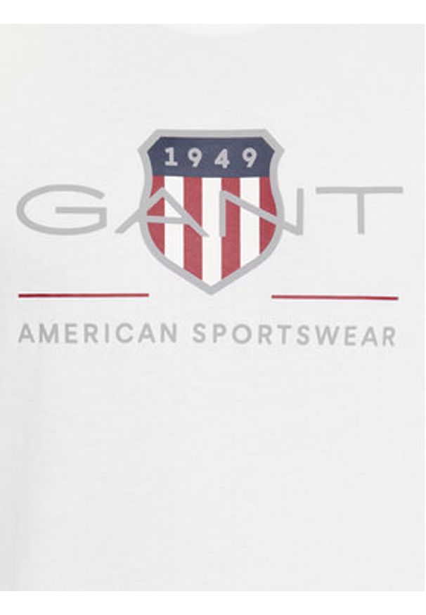 GANT - Gant T-Shirt Reg Archive Shield Ss 2003199 Biały Regular Fit. Kolor: biały. Materiał: bawełna
