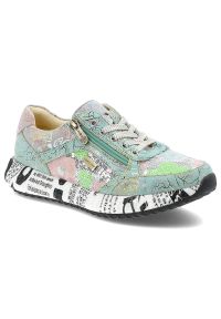 Zielone Sneakersy Laura Vita Stylowe Obuwie Damskie Premium. Okazja: na co dzień. Zapięcie: sznurówki. Kolor: zielony. Szerokość cholewki: normalna. Wzór: aplikacja, kwiaty, nadruk, kolorowy. Styl: elegancki