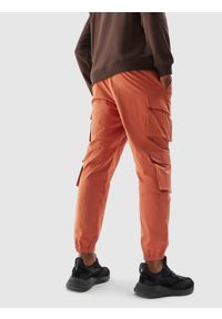 4f - Spodnie casual cargo męskie - pomarańczowe. Okazja: na co dzień. Kolor: pomarańczowy. Materiał: tkanina, syntetyk, materiał, bawełna. Styl: casual #1