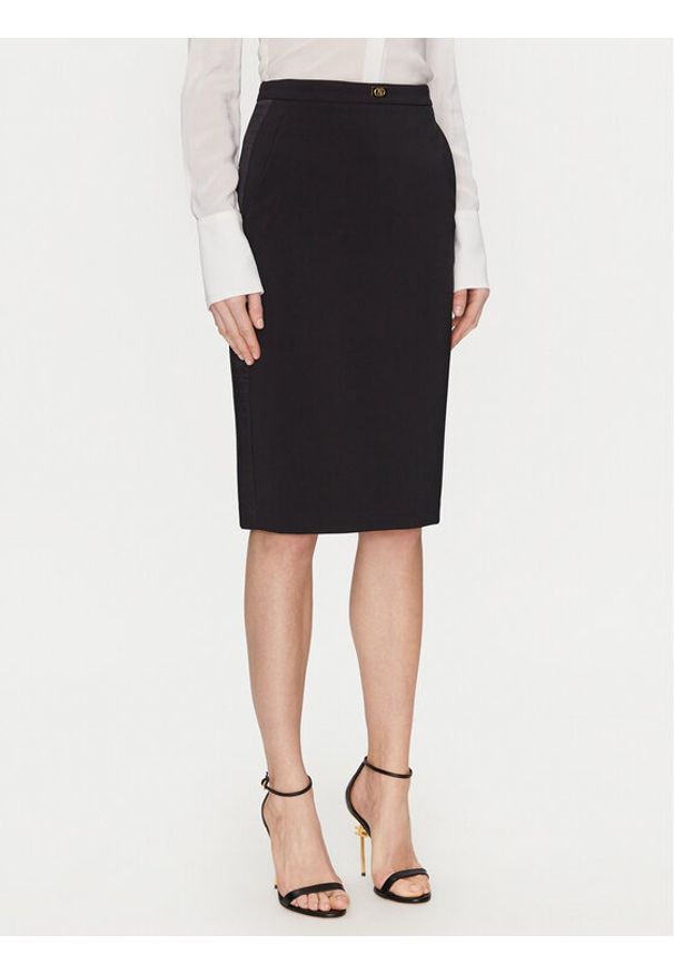 Elisabetta Franchi Spódnica ołówkowa GO-099-51E2-V260 Czarny Regular Fit. Kolor: czarny. Materiał: syntetyk