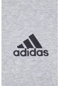 Adidas - adidas bluza H12213 męska kolor szary z kapturem z aplikacją. Typ kołnierza: kaptur. Kolor: szary. Materiał: bawełna, poliester, dzianina. Wzór: aplikacja #2