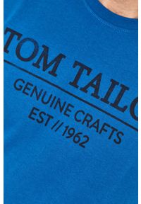 Tom Tailor Denim - T-shirt. Okazja: na co dzień. Kolor: niebieski. Materiał: denim. Wzór: nadruk. Styl: casual