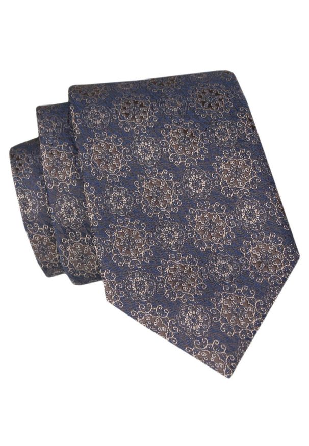 Krawat Angelo di Monti - Beżowa Rozeta. Kolor: brązowy, wielokolorowy, beżowy. Materiał: tkanina. Styl: elegancki, wizytowy