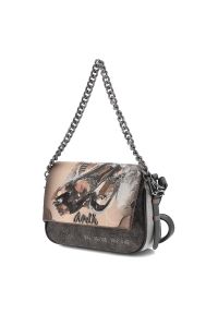 Brązowa Elegancka Damska Torebka Z Klapką Anekke. Kolor: brązowy. Wzór: aplikacja. Materiał: zdobione. Styl: elegancki #1