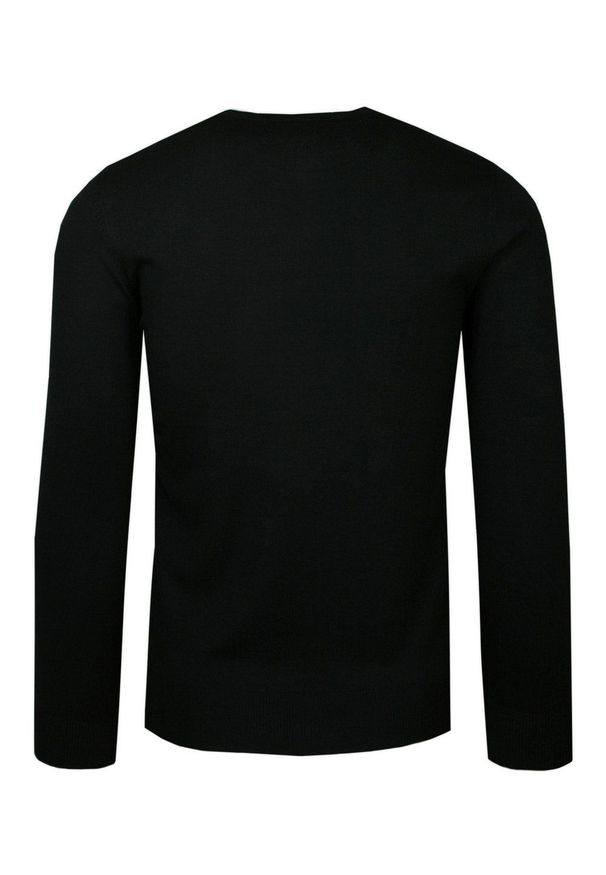 Y. Two Knit - Sweter Czarny Męski Cienki, Delikatny, z Okrągłym Dekoltem, U-neck. Okazja: na co dzień, na spotkanie biznesowe, do pracy. Kolor: czarny. Materiał: nylon, wiskoza. Styl: biznesowy, klasyczny, elegancki, casual