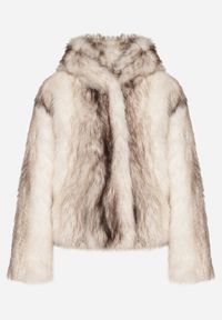 Born2be - Jasnobeżowa Futrzana Kurtka z Nieodpinanym Kapturem Tusarea. Kolor: beżowy. Materiał: futro. Styl: elegancki #3