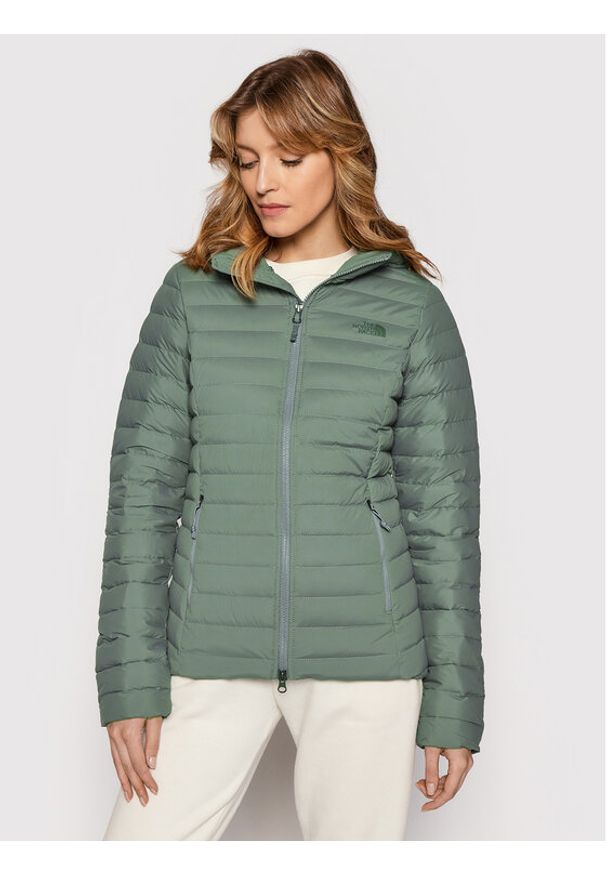 Kurtka puchowa The North Face. Kolor: zielony. Materiał: syntetyk, puch