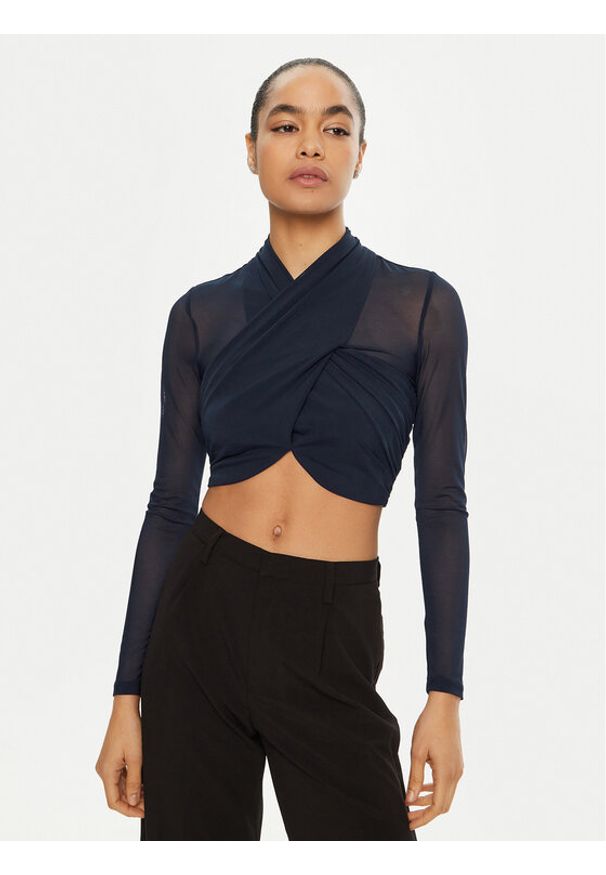 BARDOT - Bardot Bluzka 55001TB2 Granatowy Slim Fit. Kolor: niebieski. Materiał: syntetyk