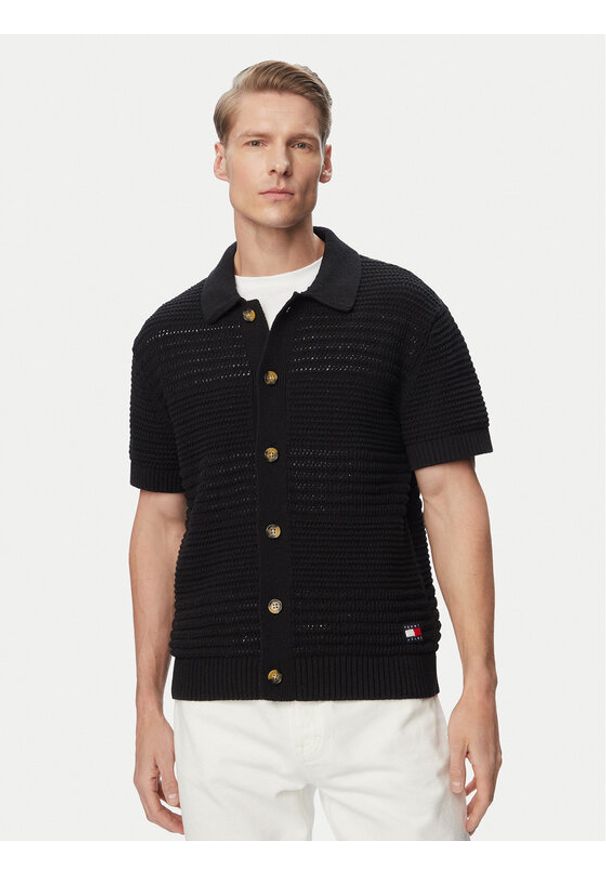 Tommy Jeans Koszula Crochet DM0DM23373 Czarny Regular Fit. Kolor: czarny. Materiał: syntetyk