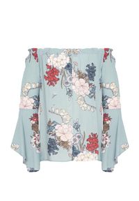 Born2be - Jasnoniebieska Bluzka Intuitively. Kolor: niebieski. Wzór: kwiaty, nadruk #5