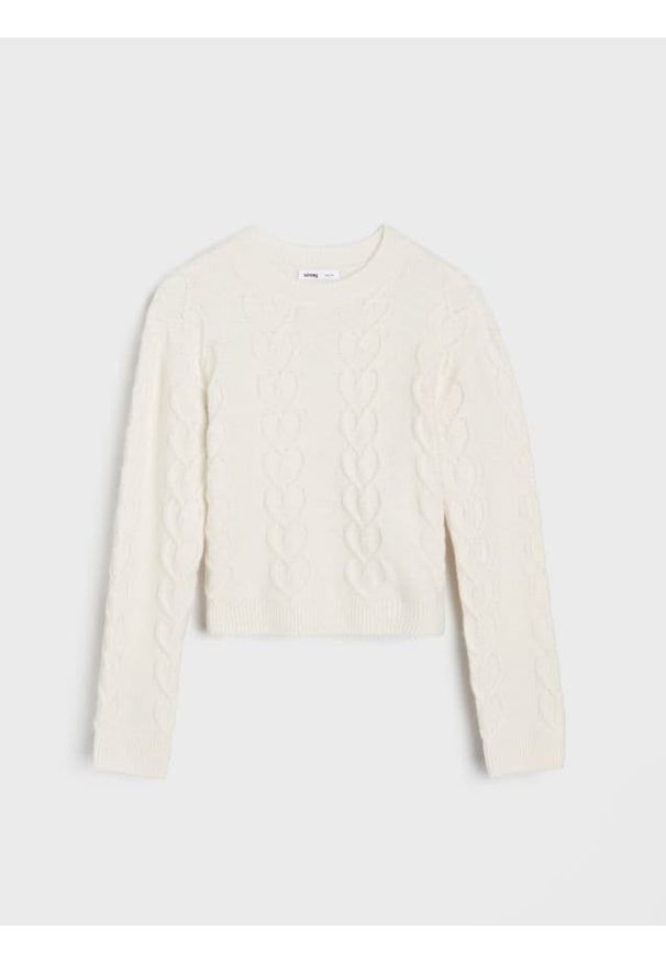 Sinsay - Strukturalny sweter - kremowy. Kolor: kremowy