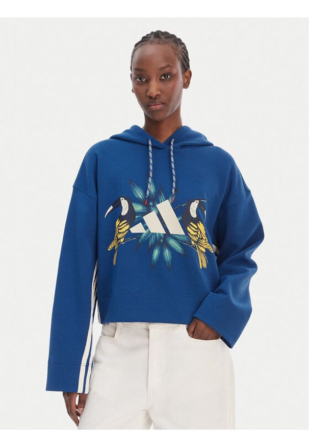 Adidas - adidas Bluza Farm Rio KS2104 Granatowy Loose Fit. Kolor: niebieski. Materiał: bawełna