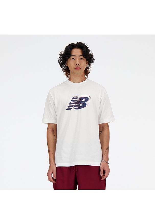 Koszulka męska New Balance MT41526WT – biała. Kolor: biały. Materiał: materiał, bawełna, dresówka