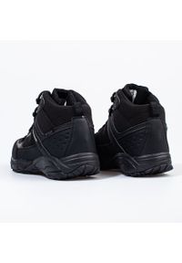 Sznurowane buty trekkingowe męskie DK z wysoką cholewką czarne. Wysokość cholewki: przed kolano. Kolor: czarny. Materiał: materiał. Szerokość cholewki: normalna #4