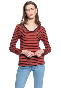 Lee - DAMSKA KOSZULKA Z DŁUGIM RĘKAWEM LEE LS SCOOP NECK TEE REGULAR FIT RED OCHRE L44DYKOE. Długość rękawa: długi rękaw. Długość: długie #3