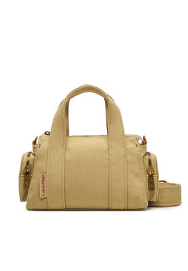 Calvin Klein Torebka Webbing Strap Canvas Pocket Bag LV04F3464G Beżowy. Kolor: beżowy