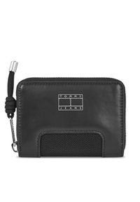 Tommy Jeans Mały Portfel Damski AW0AW16218 Czarny. Kolor: czarny. Materiał: skóra