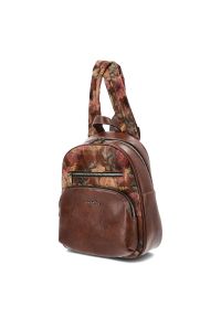 Brązowy Elegancki Damski Plecak Laura Vita. Kolor: brązowy. Materiał: materiał. Wzór: kwiaty. Styl: elegancki #2