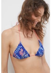 TOMMY HILFIGER - Tommy Hilfiger biustonosz kąpielowy kolor granatowy lekko usztywniona miseczka. Kolor: niebieski. Materiał: materiał #1