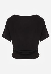 Renee - Czarna Nietoperzowa Bluzka z Wiskozy na Jedno Ramię z Marszczeniem w Talii Ariciane. Okazja: na co dzień. Kolor: czarny. Materiał: wiskoza. Styl: casual #2