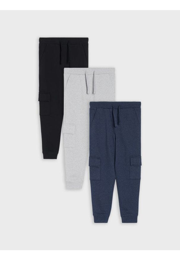 Sinsay - Spodnie slim 3 pack - granatowy. Kolor: niebieski