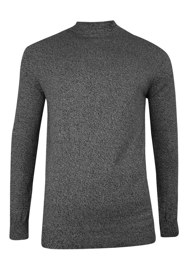 Półgolf Popielaty Melanżowy, Bawełniany, Prosty Krój, Klasyczny, Męski -Brave Soul. Kolor: szary. Materiał: bawełna. Wzór: melanż. Sezon: zima, jesień. Styl: klasyczny